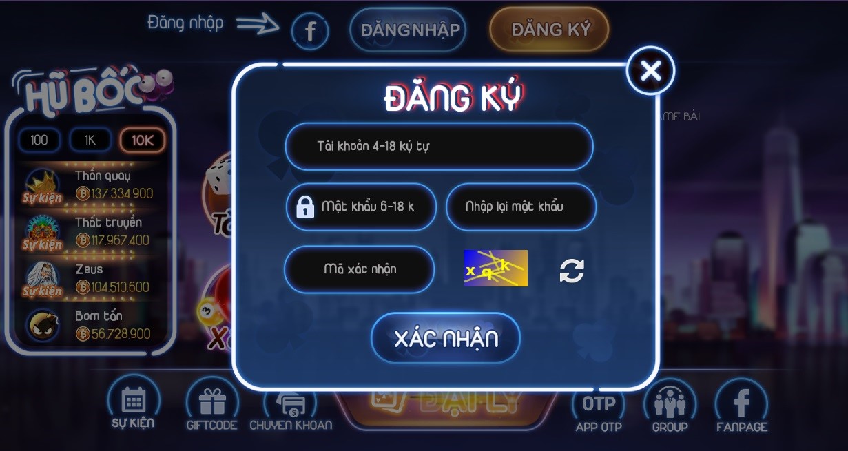 Cách đăng ký tài khoản tại Bốc Club