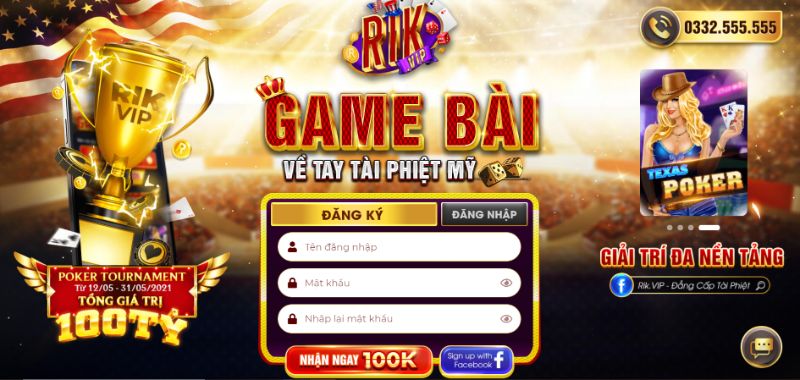 Đăng ký cho mình một tài khoản thành viên tại cổng game RikVIP