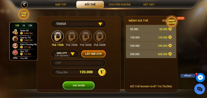 Rút tiền sau thời gian chơi để chi tiêu