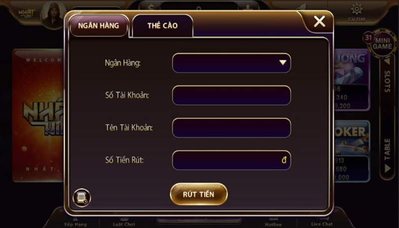 Nạp rút tiền nhanh chóng