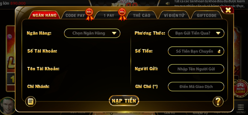 Nạp tiền nhanh chóng với các thao tác thuận tiện tối đa